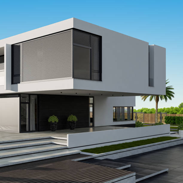 istock Modern Villa contemporary architectural design with garden 2171795208