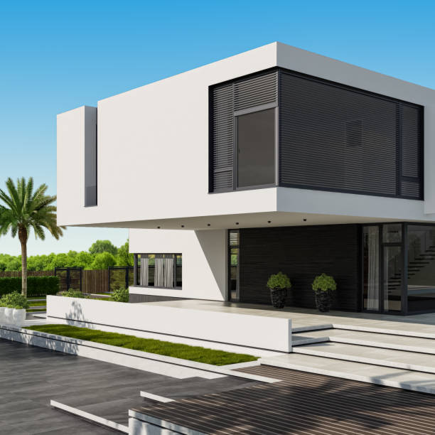 istock Modern Villa contemporary architectural design with garden 2171795209