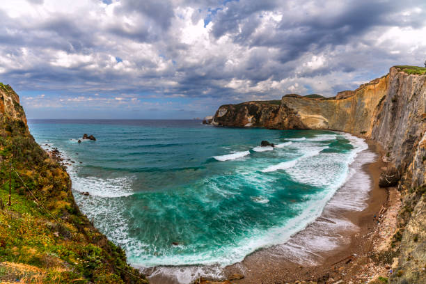 Ponza, Latina, Lazio, Italy, Europe:The Chiaia di Luna beach in Ponza