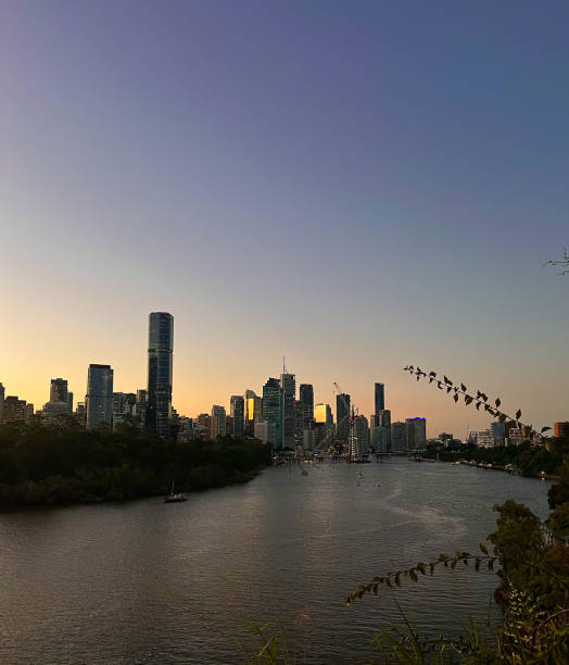 istock Sunset Over the Brisbane River with City Skyline View 2171815409