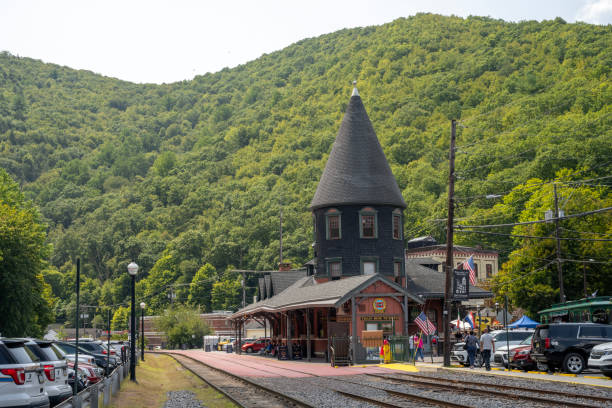 Jim Thorpe, USA - August 24, 2024. Historic train station in Jim Thorpe, Pennsylvania, USA