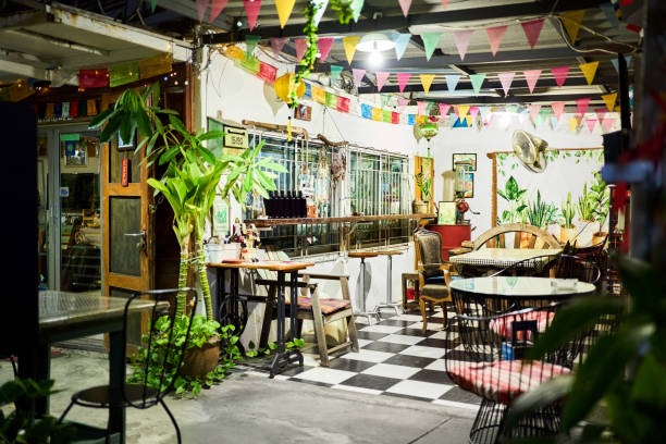 Small communal room at hostel with no people