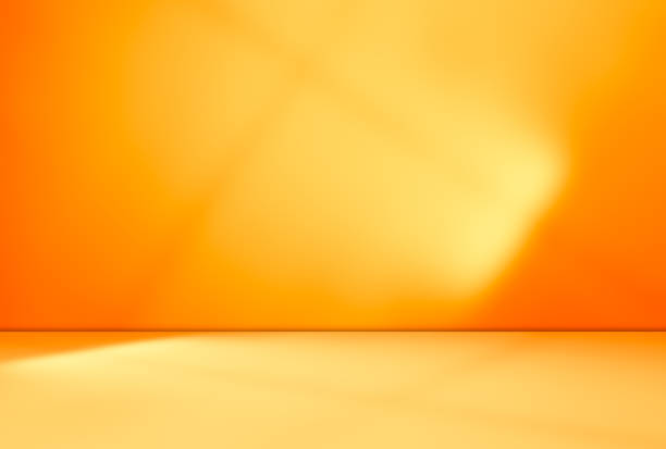 istock Summer background autumn yellow studio room abstract shadow on wall floor blur cement, podium minimal cosmetic presentation, yellow orange cement backdrop platform stage table loft scene mockup podium 2171842985