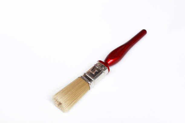 single paintbrush isolated on white background, object for art work