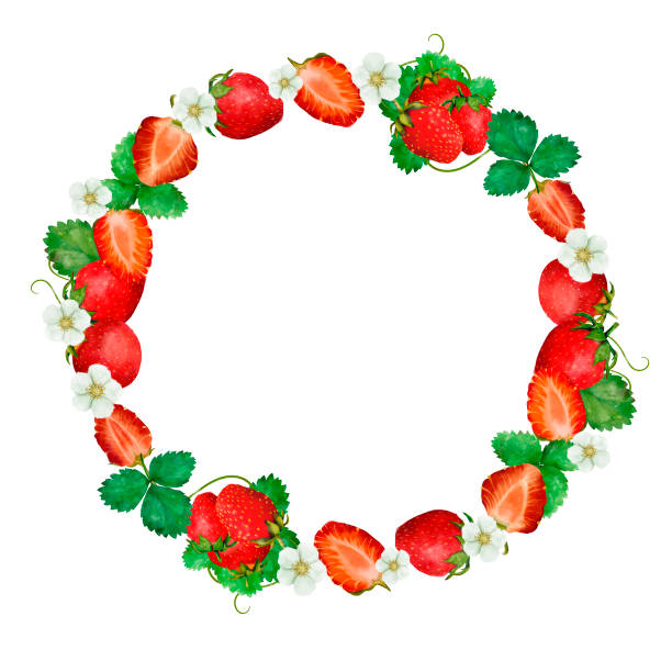 istock A beautiful Strawberry Wreath adorned with colorful Flowers and Leaves, creating an elegant design 2171850612