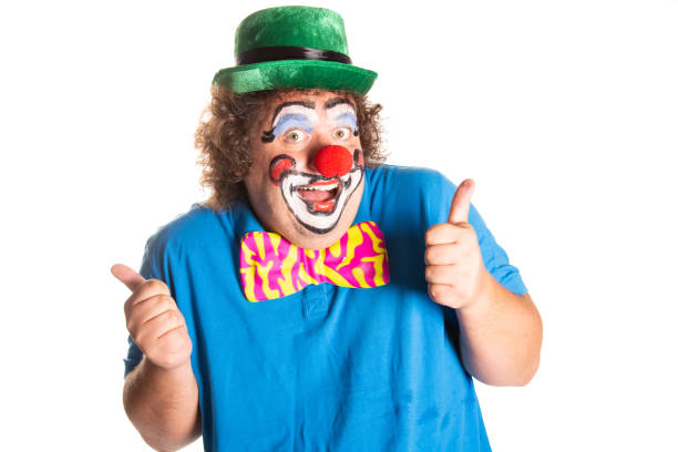 istock Funny fat clown posing on a white background. 2171856297