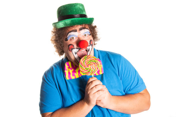 istock Funny fat clown posing on a white background. 2171856512