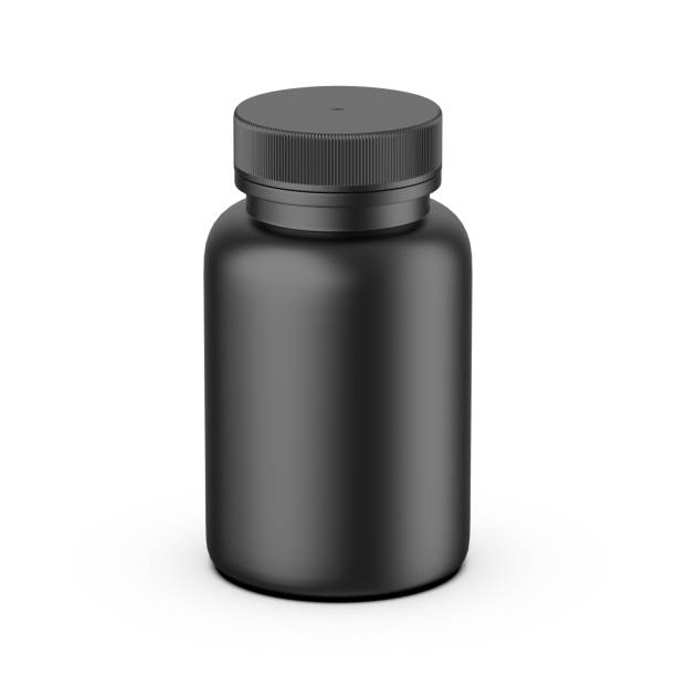 istock Black dietary supplement PET packaging bottle mockup on white background 2171863395