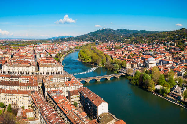 Turin aerial panoramic view, Italy