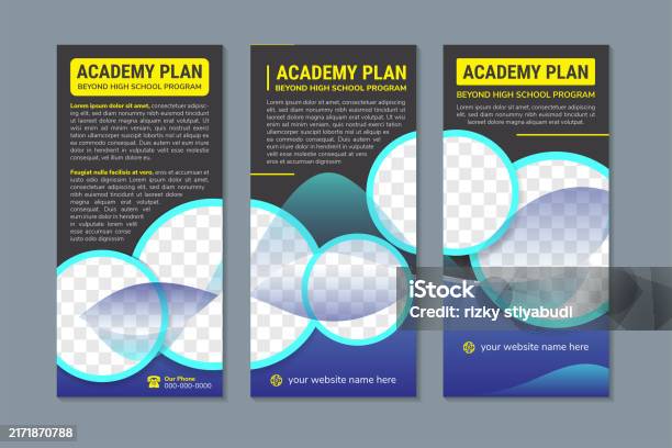 Vertical Program Banner Abstract Design Roll Up Banner Template With Headline Is Academy Plan ...