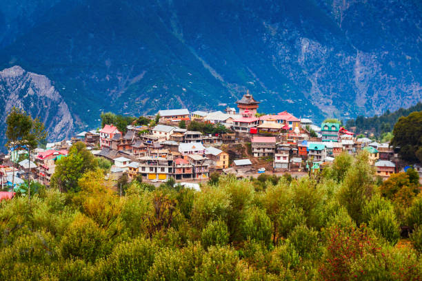 istock Kalpa town aerial panoramic view, India 2171875256
