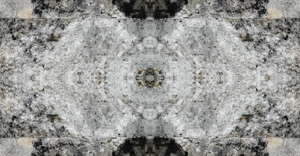 Symmetrical Abstract Gray Brick Wall Texture. Peeling brick Wall. Background or Backdrop. Grunge Wallpaper