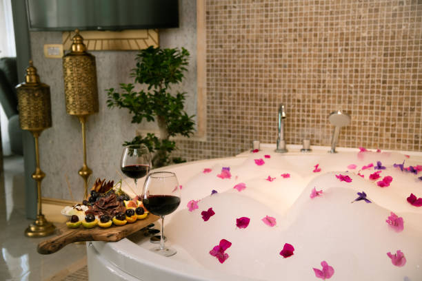istock Elegant hot tub Relaxation with Wine and Snacks 2171882069