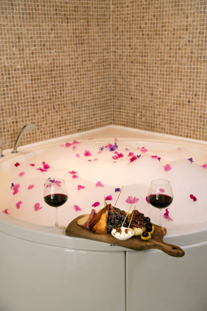 istock Elegant hot tub Relaxation with Wine and Snacks 2171882072