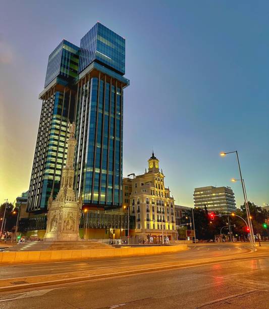 istock Columbus Square in Madrid at dusk 2171884229