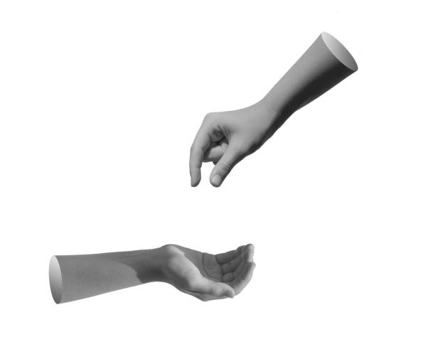 istock Kids hand giving and taking something, isolated on white background 2171890941