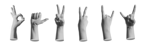 istock Kid, child s hand signs, different child gestures set, isolated on white background 2171890948