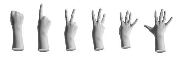 istock Kids hand counting fingers. Gestures set on white background 2171890995