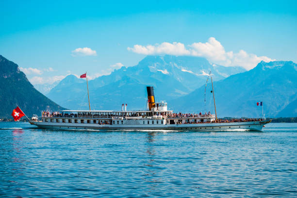 istock Retro boat on Lake Geneva 2171891577