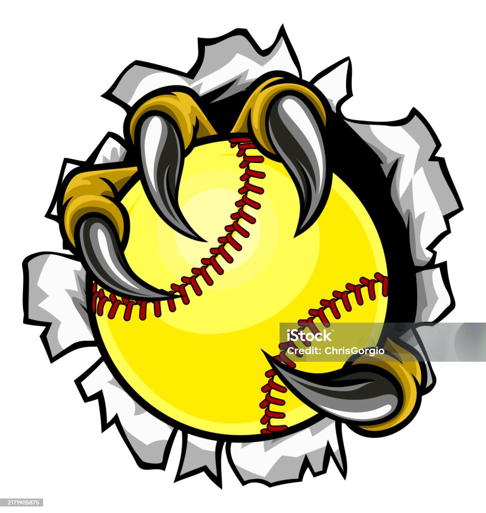 Clawed Softball Claw Monster Talons Hand Holding Softball Ball Stock Illustration ...