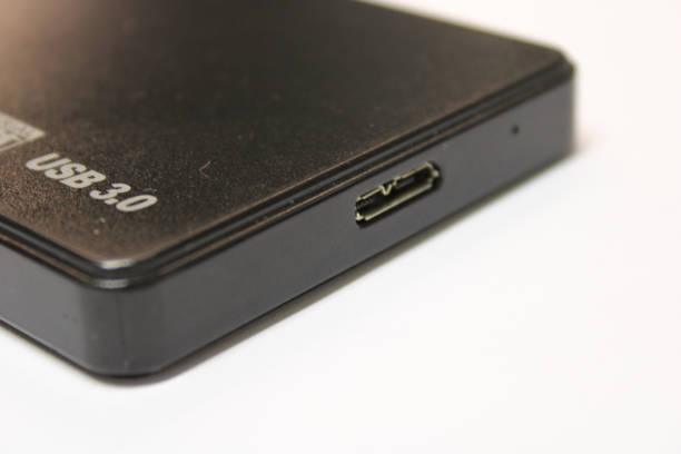 istock External Hard Drive Close-Up: High-Resolution Image of USB 3.0 Port on External Hard Drive for Data Storage and Transfer - Perfect for Technology and Computer Accessories” 2171916628
