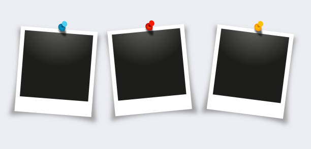 Photo frame collection with blank place with thumbtack pin