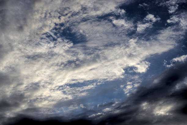 Evening dark blue sky in September