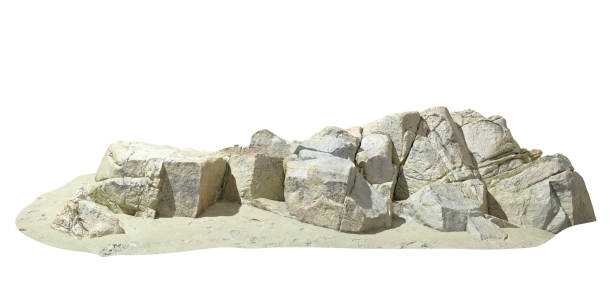 istock Natural rocks beach shapes isolated white backgrounds 3d render 2171923492