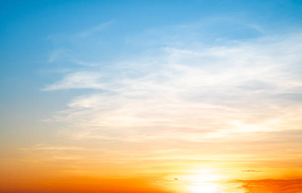 istock Beautiful , luxury soft gradient orange gold clouds and sunlight on the blue sky perfect for the background, take in everning,Twilight, Large size, high definition landscape photo 2171939489