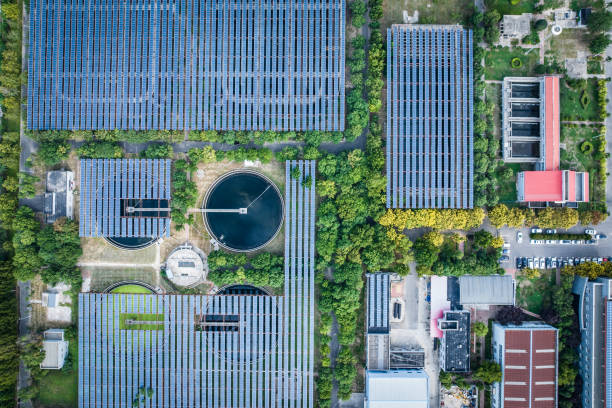 istock Sewage treatment plant and solar panel composite renewable energy 2171942013