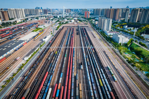 istock Aerial view of freight trains 2171942523