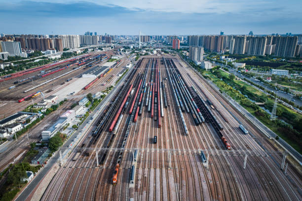 istock Aerial view of freight trains 2171942697