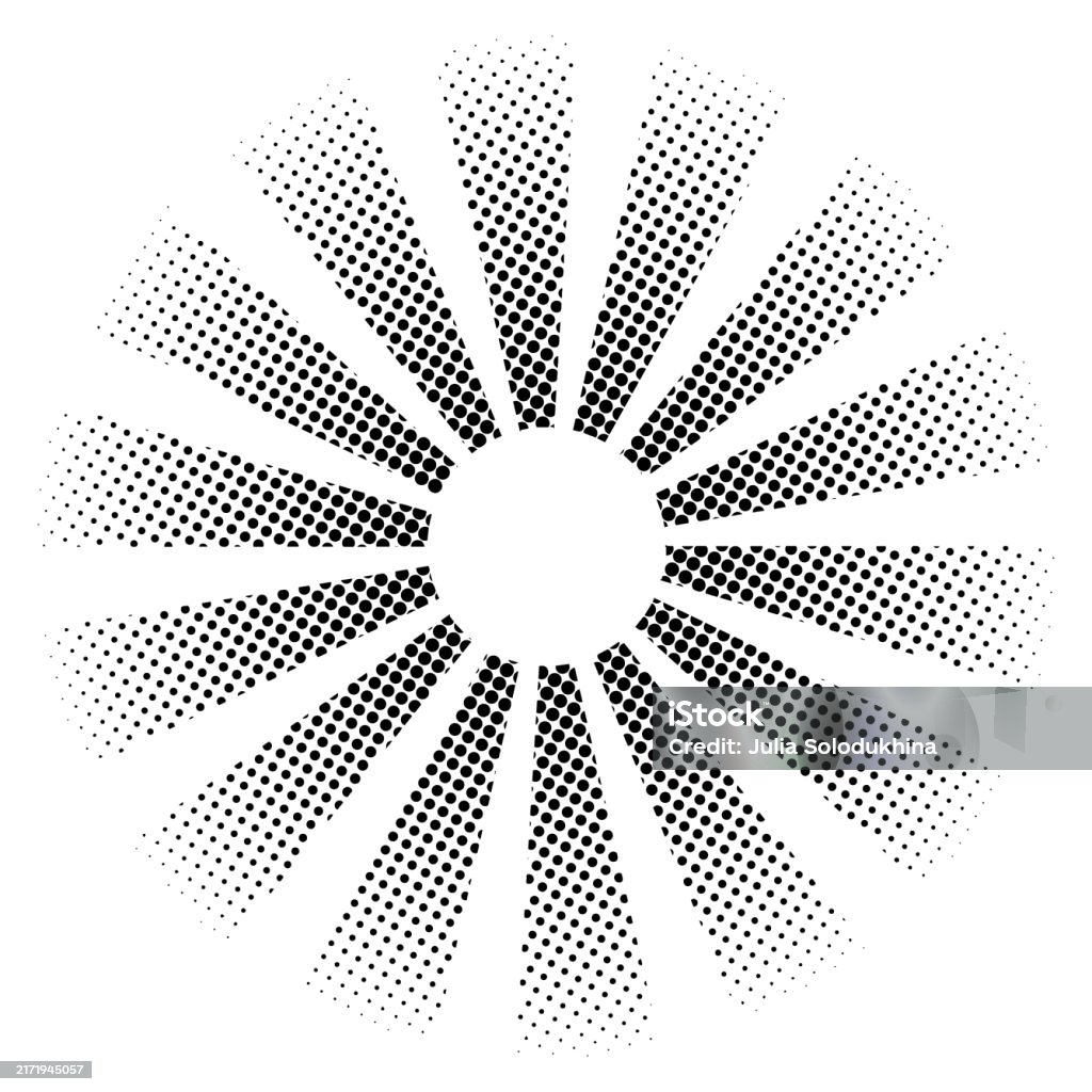Halftone Rays Sunburst Halftone Effect Grunge Textured Radial Halftone Dots Abstract ...