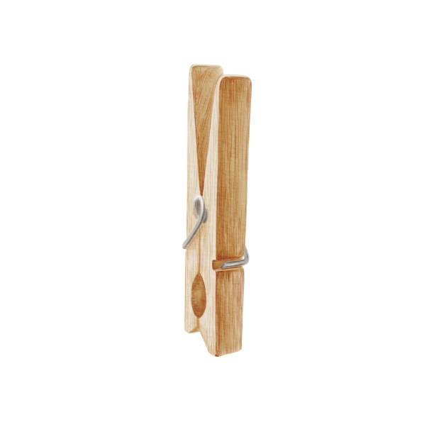 istock Wooden clothespin. Hand drawn watercolor clipart On a transparent background. For compositions with linens, photos. 2171945768