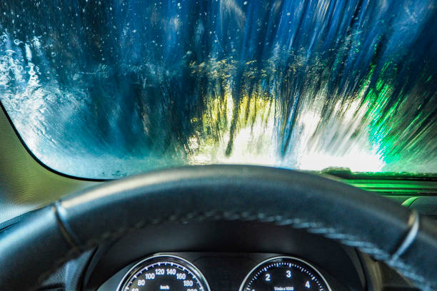 istock Poor view from car window in car wash 2171949827