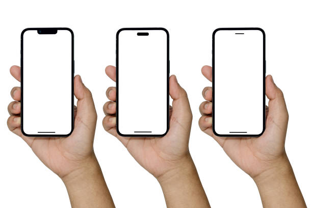 istock iphone 16, Hand holding smart phone Mockup, with Transparent screen and isolated for Infographic Business web site design app - Clipping Path 2171950286