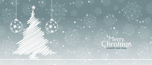 istock Merry Christmas festival celebration greeting snow flakes banner 2171954221