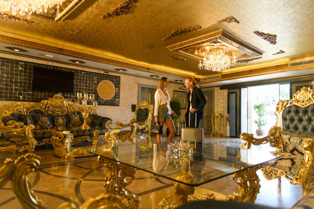 Couple Entering Luxurious Hotel Lobby