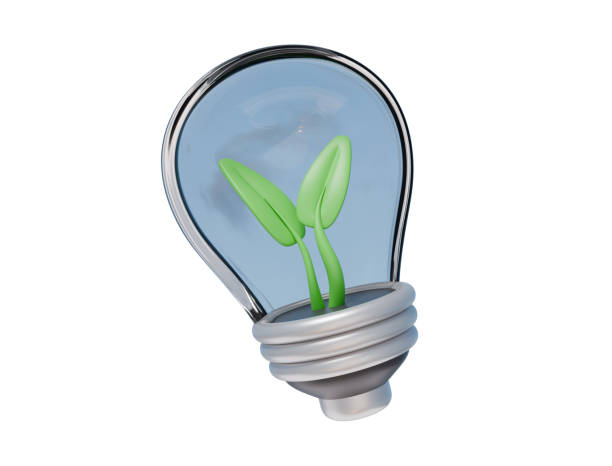 istock 3D Render Icon Led Light Bulb with Plants. Ecology Green Energy Environment Concept. 3D Illustration Design Web Mobile App 2171958538