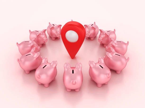 istock GPS Marker with Piggy Bank 2171963026