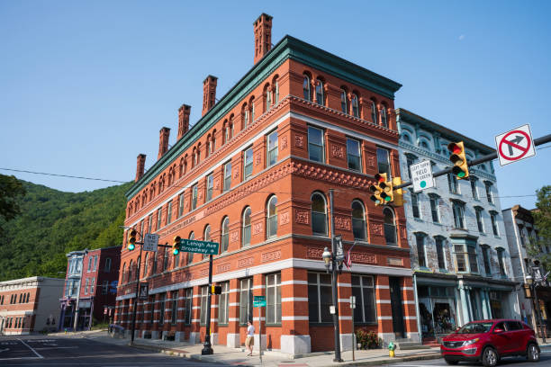 Jim Thorpe, USA - August 24, 2024. Street view of historic Jim Thorpe, Pennsylvania, USA
