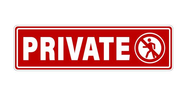 istock Private, warning sign. Horizontal red strip with word Private and  ban trespassing sign 2171966350