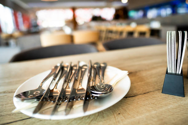 istock Cutlery on a plate in a restaurant 2171973475