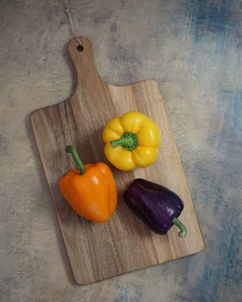 Overhead trio of peppers