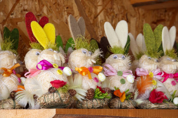 istock A gorgeous Easter bunny and eggs are made from straw 2171974343