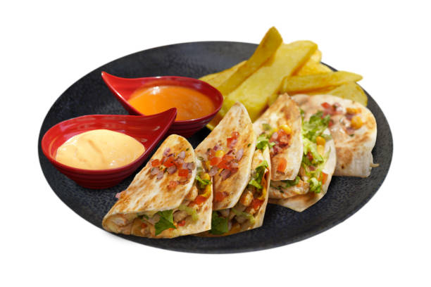 istock DE POLLO QUESADILLA Triangles filled with Chicken, cheese, pickles, corn 2171974455