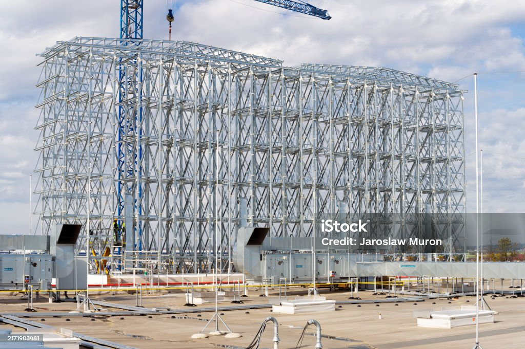Skeleton Design Rcck Asrs Clad Rack Structural Framework And Tower Crane During Installation ...