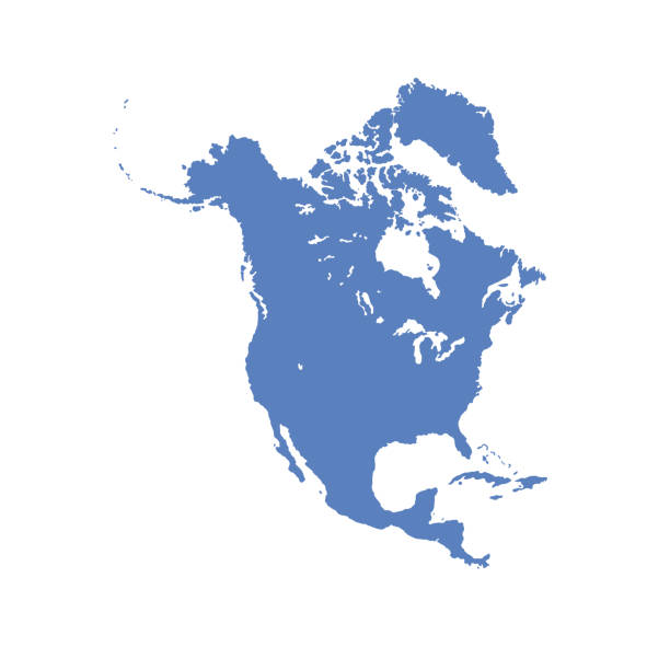 Map of North America, sign silhouette. World Map Globe. Vector Illustration isolated on white background. American continent Map of North America, sign silhouette. World Map Globe. Vector Illustration isolated on white background. American continent. north america stock illustrations