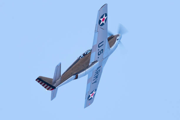 istock Bottom view of a P51B Mustang (WWII American fighter plane) in beautiful light 2171991752