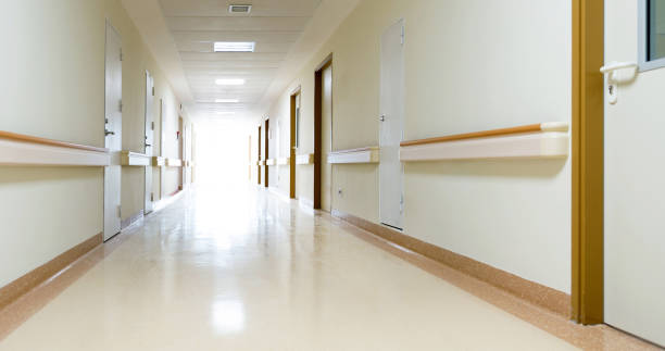 istock Interior of hospital research lab hallway 2171992843